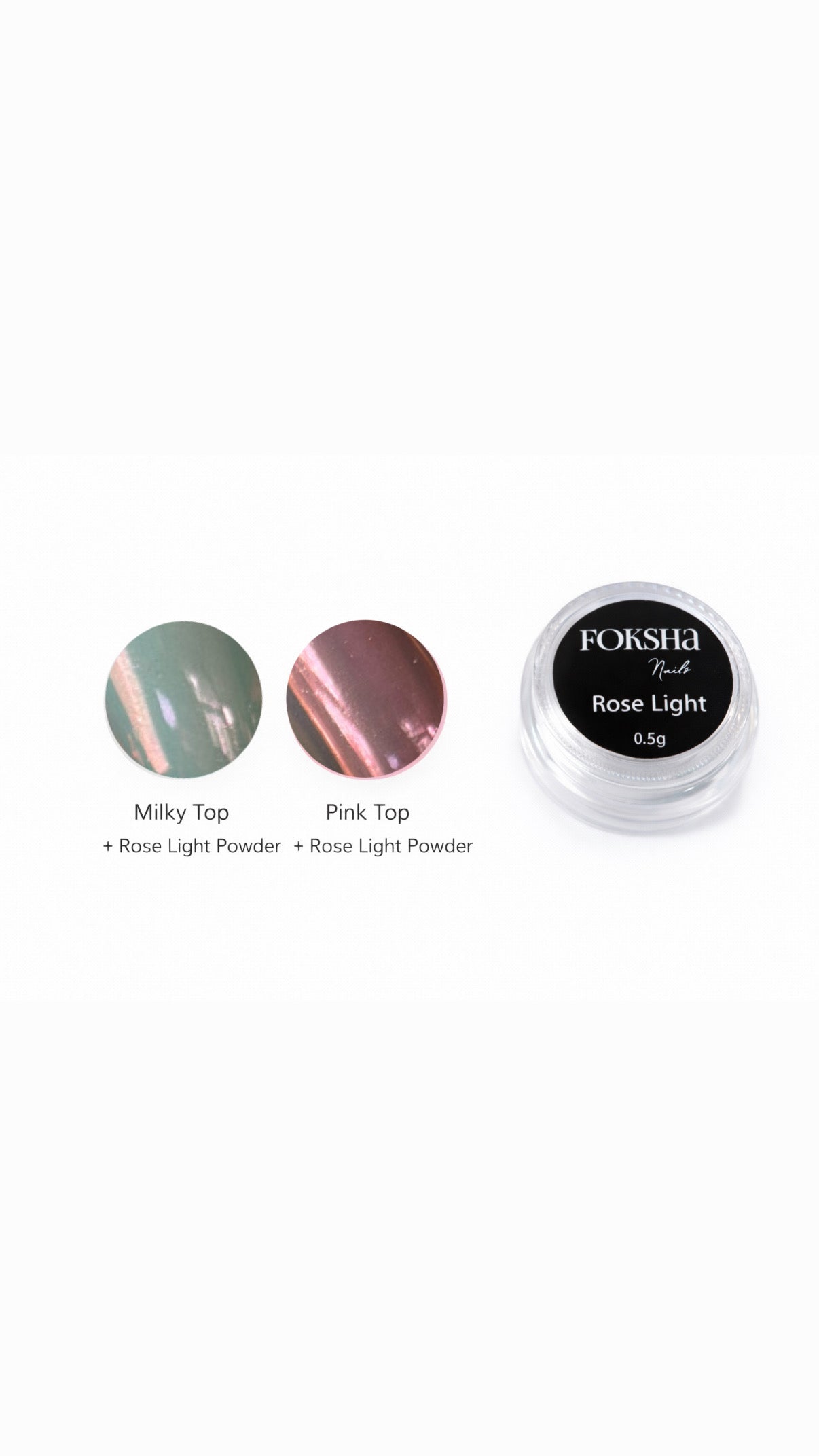Two small containers of rose light powder with color swatches on a white background.