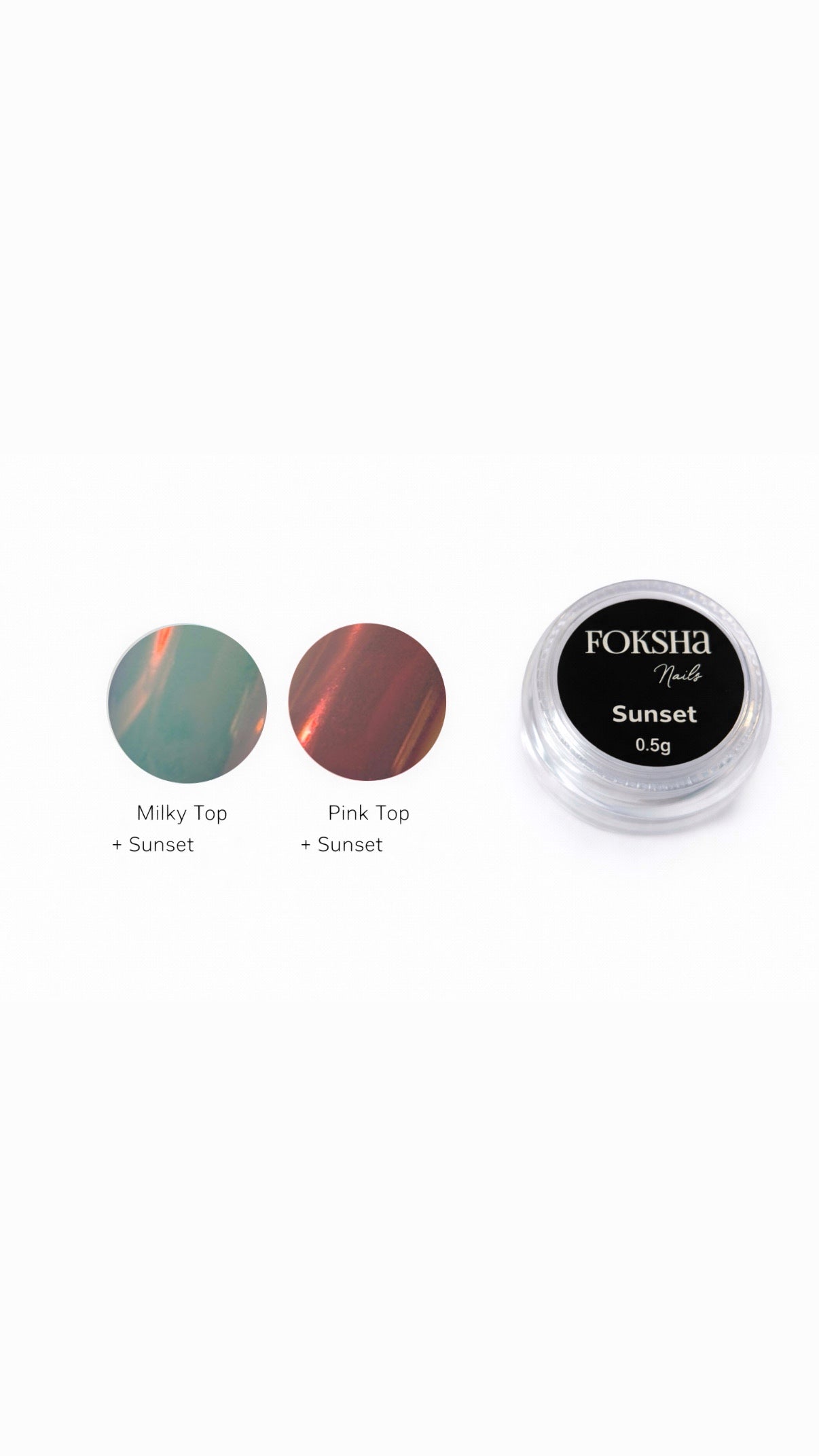 Makeup product with color swatches labeled 'Minky Top', 'Fur Top', and 'Sunset' on a white background.