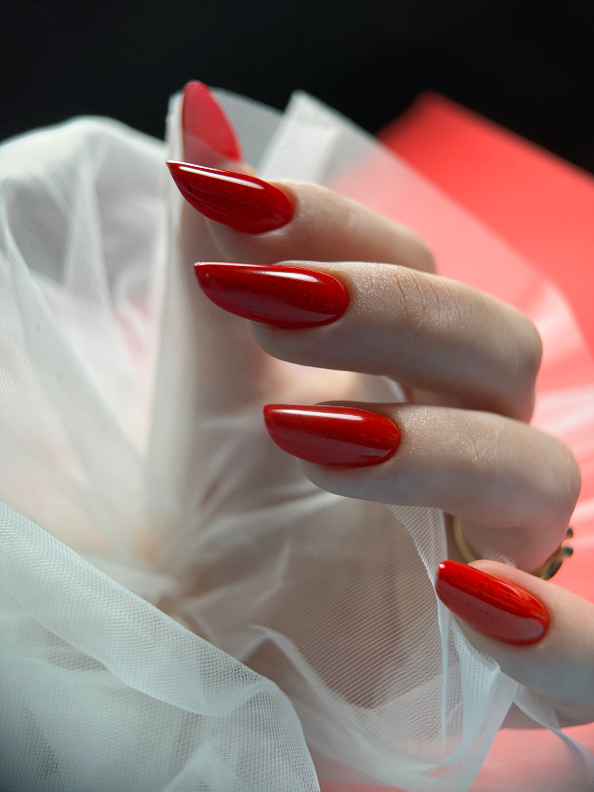 Glossy red professional manicure by FOKSHA